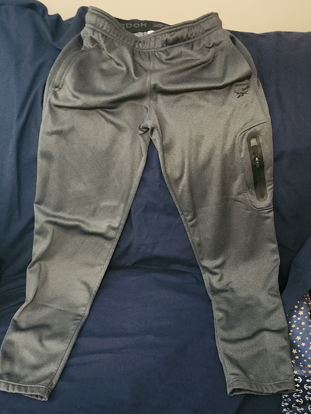 Reebok Men's Dark Gray Athletic Joggers with Zip Pocket